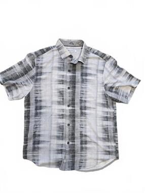 Tommy Bahama Mens Shibori Bay Silk Shirt size medium blk gray